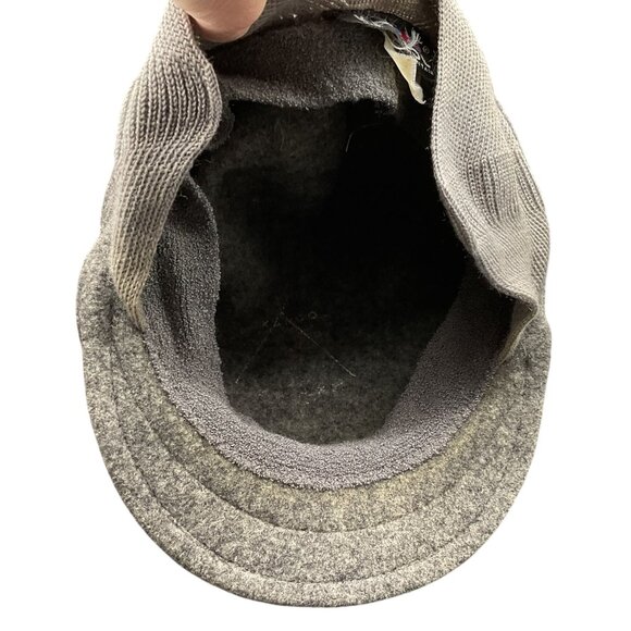 Vintage Kangol Gray Fine Wool Newsboy Cap With Earflaps Cabby Hat - Picture 6 of 8